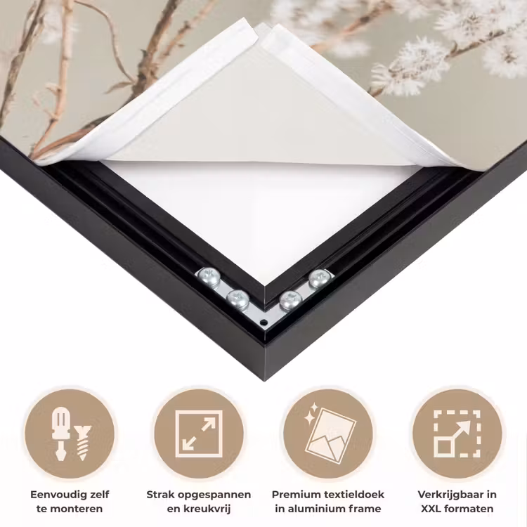 Bloemen - Wit - Planten Textielframe zwart klein -USP_feed_closeupNL