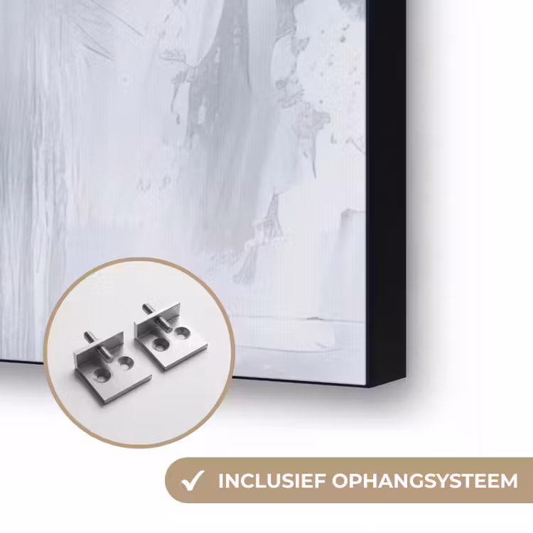 Bloemen - Wit - Vaas - Abstract Textielframe zwart klein -USP_ophangsysteemNL