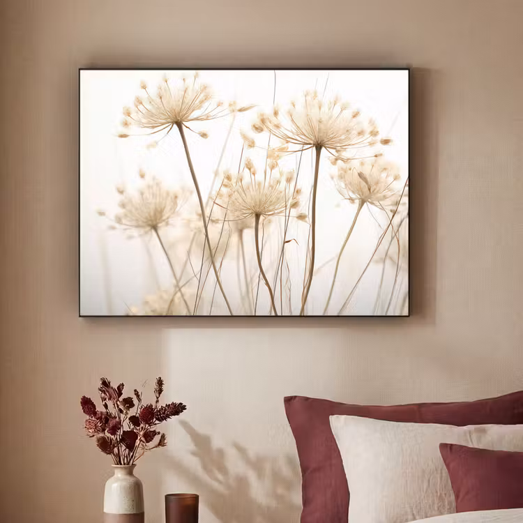 Bloemen - Wit - Zonlicht Textielframe zwart klein -sfeer1