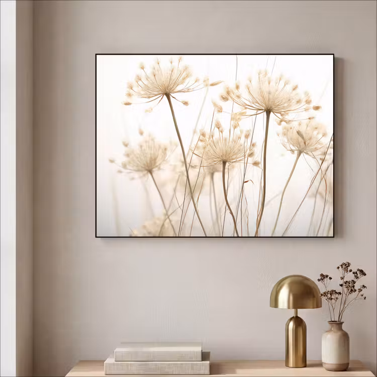 Bloemen - Wit - Zonlicht Textielframe zwart klein -sfeer2