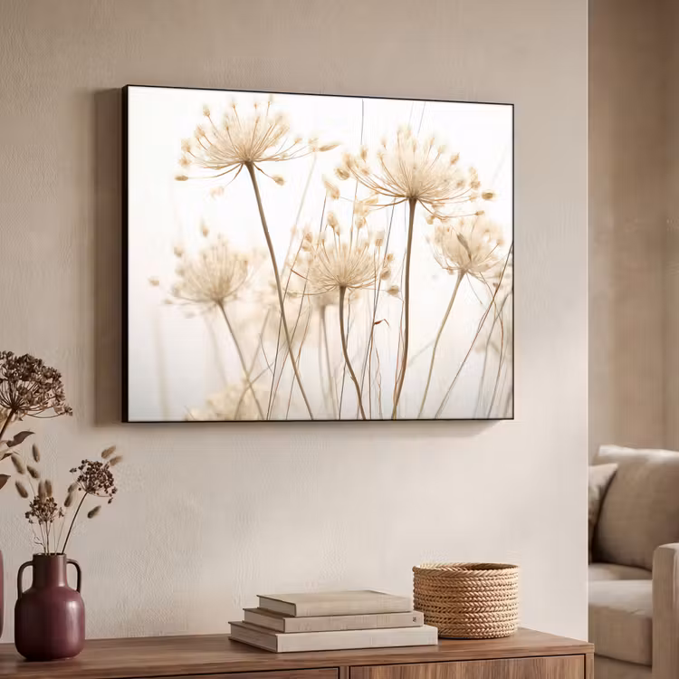 Bloemen - Wit - Zonlicht Textielframe zwart klein -sfeer3