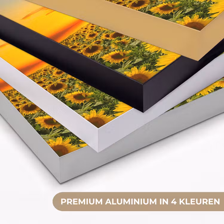 Bloemen - Zonnebloem - Zonsondergang - Nacht - Oranje Textielframe zwart klein -USP_kleurenNL