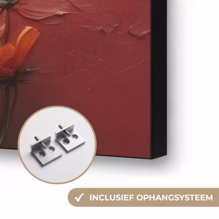 Bloemenboeket - Diepte - Tastbare textuur Textielframe zwart klein -USP_ophangsysteemNL