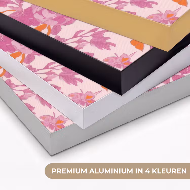 Bloemenpatroon - Roze - Oranje - Bloemen Textielframe zwart klein -USP_kleurenNL