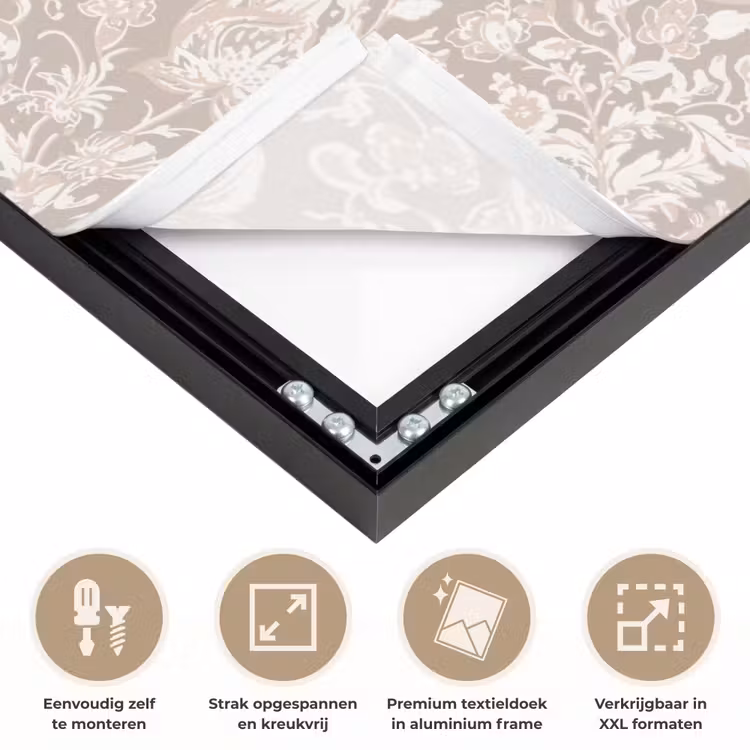 Bloemenprint - Grijs - Crème Textielframe zwart klein 947 -USP_feed_closeupNL