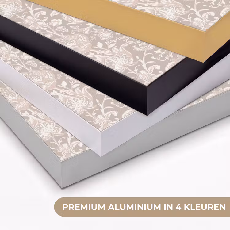 Bloemenprint - Grijs - Crème Textielframe zwart klein 947 -USP_kleurenNL