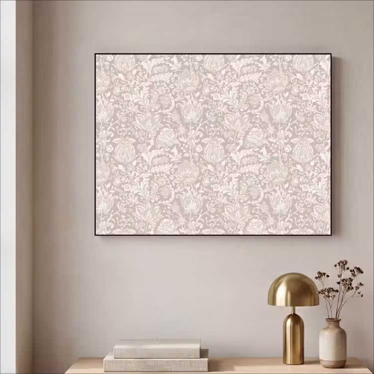 Bloemenprint - Grijs - Crème Textielframe - compleet frame klein 947 -sfeer2