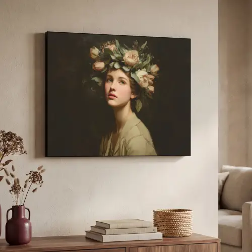 Bloemenstilte - Vrouw - Portret Textielframe - compleet frame klein -sfeer3