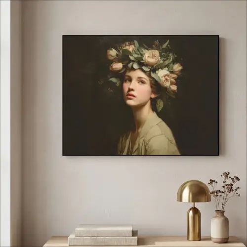 Bloemenstilte - Vrouw - Portret Textielframe - compleet frame klein -sfeer2