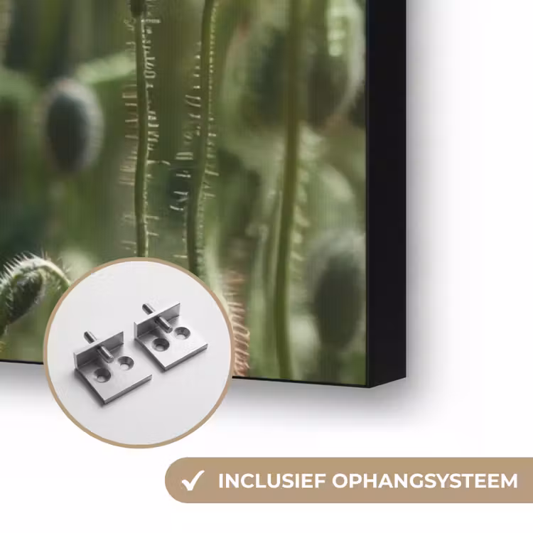 Bloemenveld - Klaprozen - Kleurrijk Textielframe zwart klein -USP_ophangsysteemNL