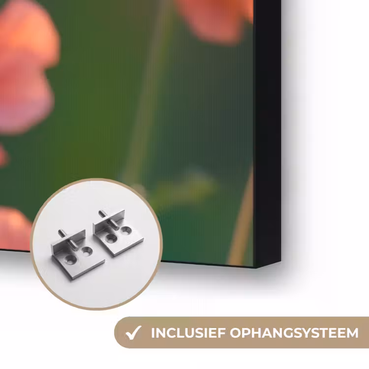 Bloemenveld - Zonnestralen - Oranje Textielframe zwart klein -USP_ophangsysteemNL