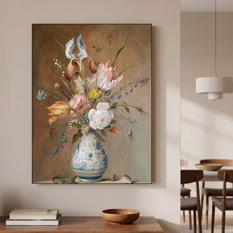 Bloemstilleven - Balthasar van der Ast - Oude Meesters Textielframe zwart klein -sfeer2