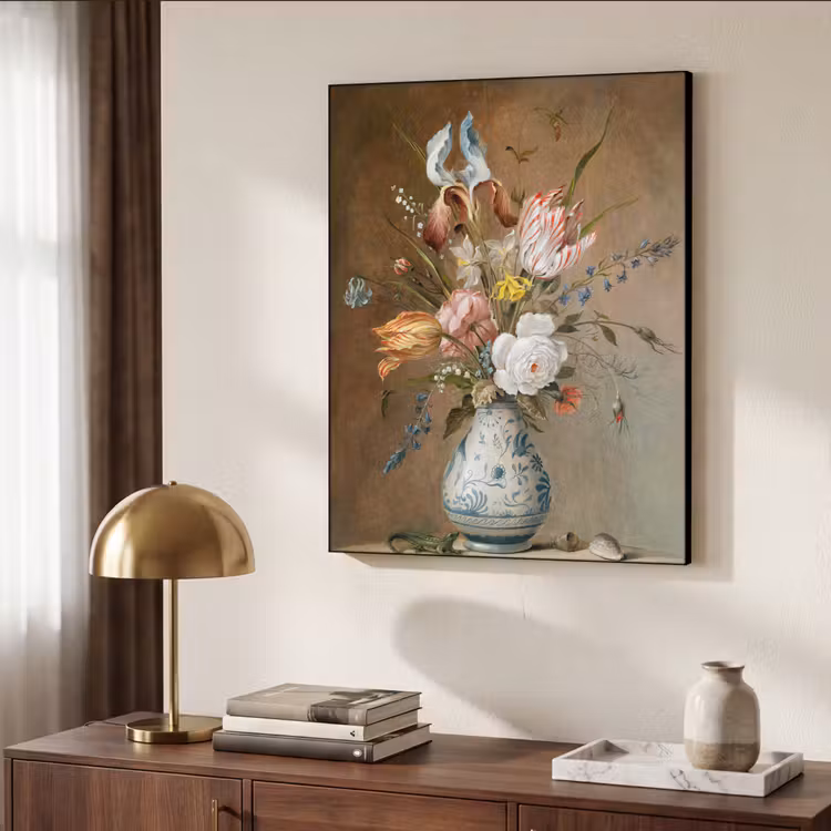 Bloemstilleven - Balthasar van der Ast - Oude Meesters Textielframe zwart klein -sfeer3
