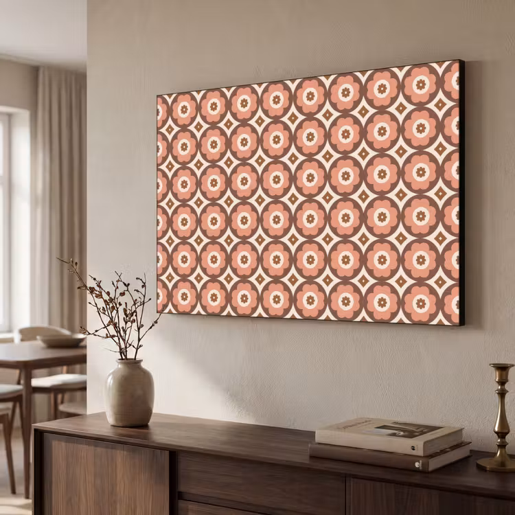Bloemvormen - Patroon - Roze - Vintage Textielframe - compleet frame klein -sfeer3