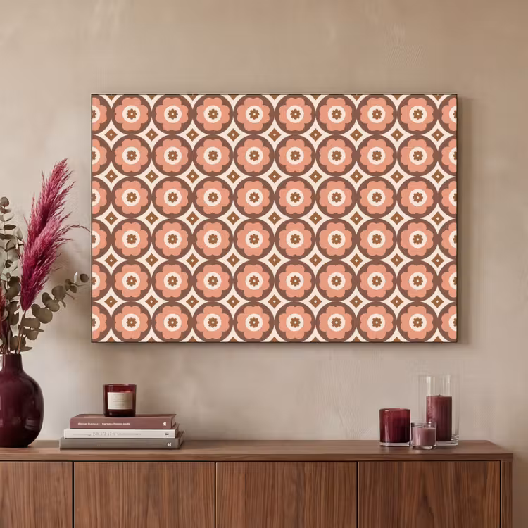 Bloemvormen - Patroon - Roze - Vintage Textielframe - compleet frame klein -sfeer1