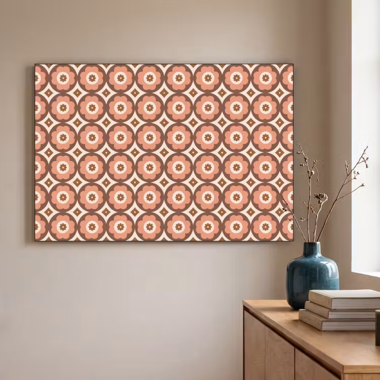 Bloemvormen - Patroon - Roze - Vintage Textielframe zwart klein -sfeer2