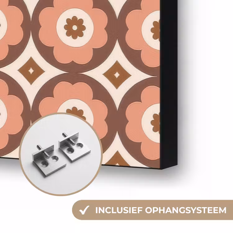 Bloemvormen - Patroon - Roze - Vintage Textielframe zwart klein -USP_ophangsysteemNL