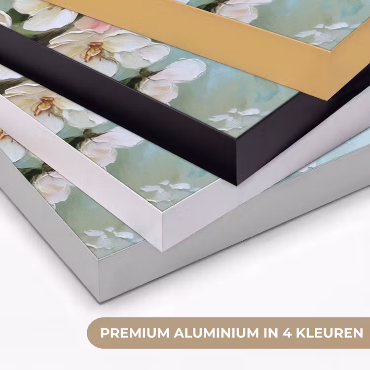 Bloesem - Bladeren - Lichtblauw Textielframe zwart klein -USP_kleurenNL