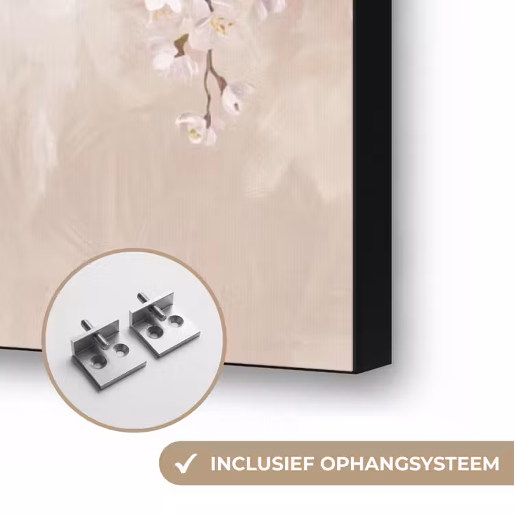 Bloesem - Illustratie - Taupe Textielframe zwart klein -USP_ophangsysteemNL