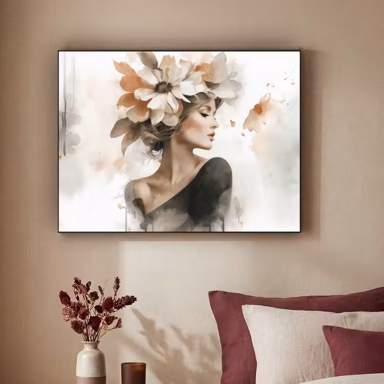 Bloesem - Portret - Gezicht Textielframe zwart klein -sfeer1