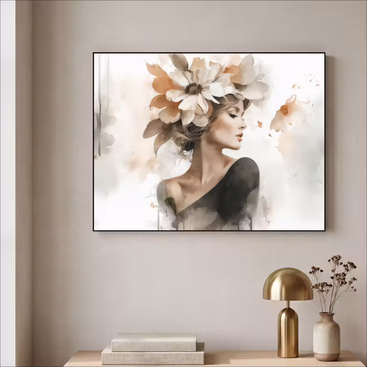 Bloesem - Portret - Gezicht Textielframe zwart klein -sfeer2