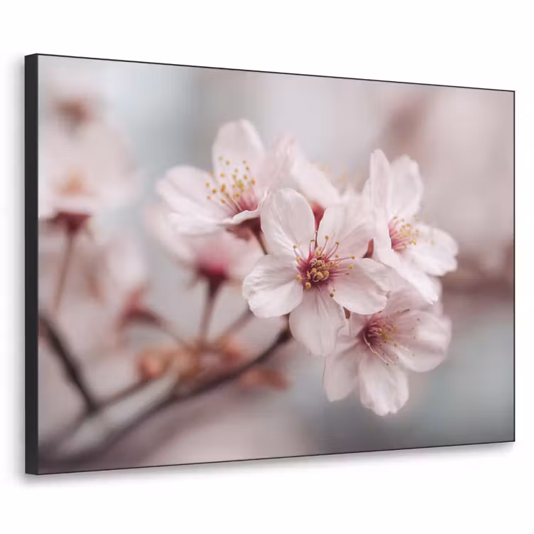 Bloesems - Meeldraden - Geel - Wazig Textielframe zwart klein -3d