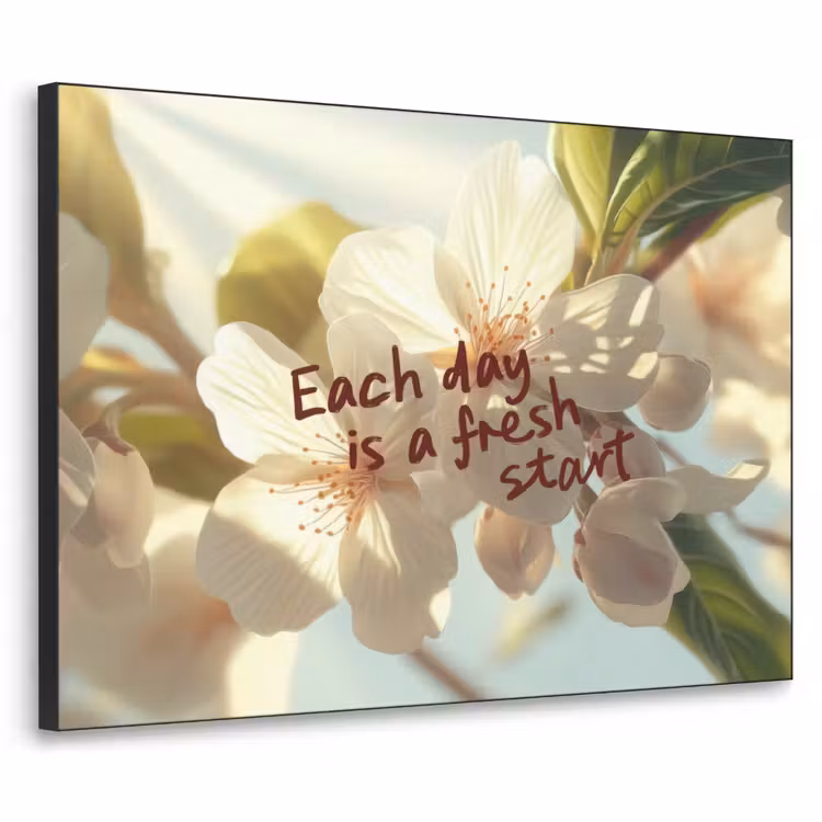 Bloesems - Zonlicht - Quote - Wit Textielframe - compleet frame klein -3d