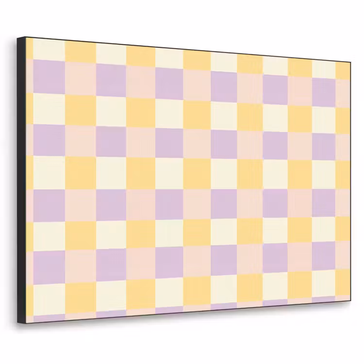 Blokjes - Lila - Geel Textielframe zwart klein 947 -3d