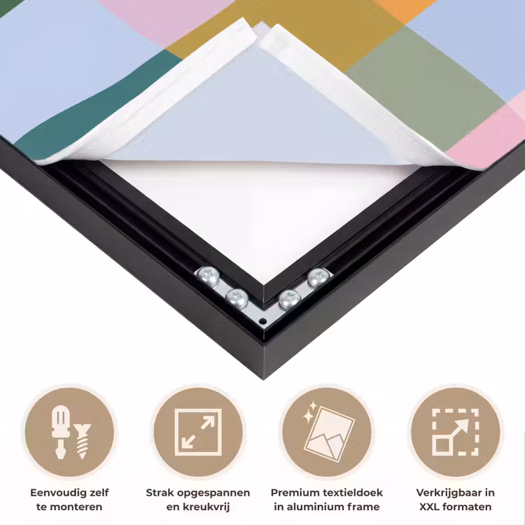 Blokken - Vierkant - Patroon - Gekleurd Textielframe zwart klein -USP_feed_closeupNL