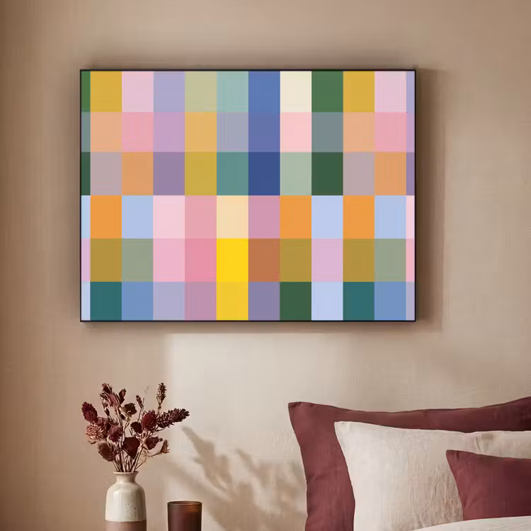 Blokken - Vierkant - Patroon - Gekleurd Textielframe - compleet frame klein -sfeer1