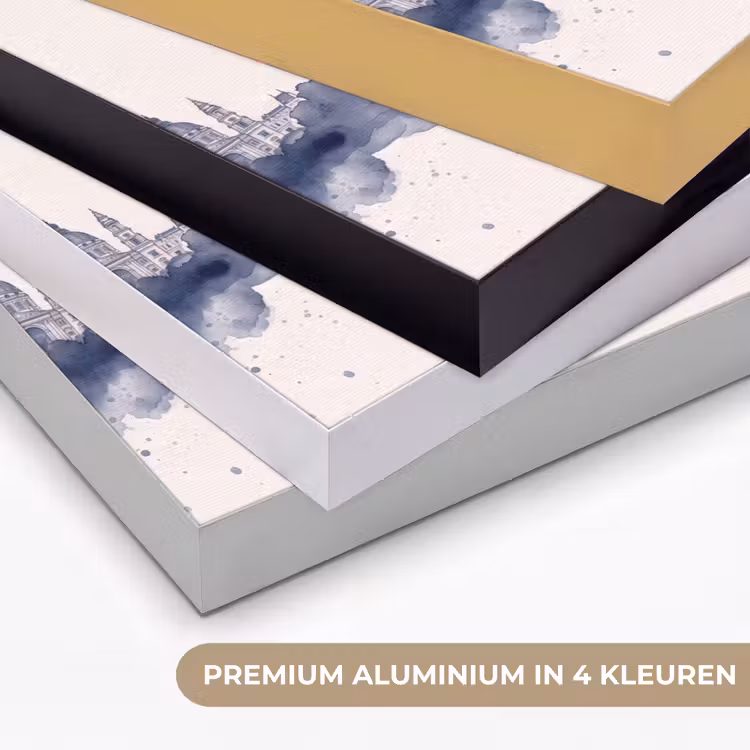 Boedapest - Skyline - Architectuur - Aquarel - Blauw Textielframe zwart klein -USP_kleurenNL