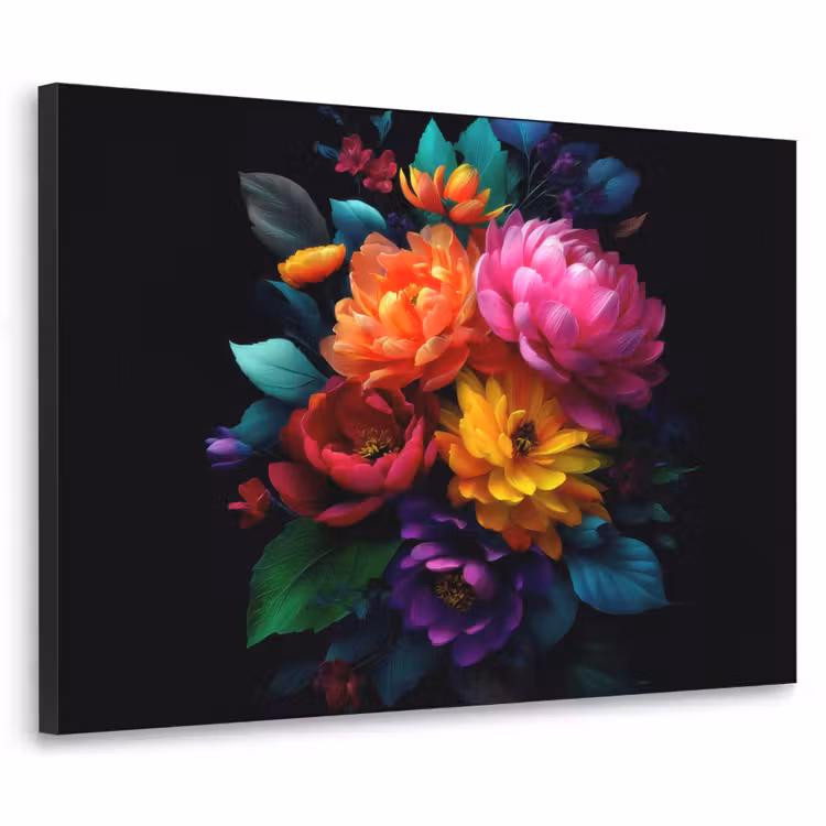 Boeket - Bloemen - Kleur Textielframe zwart klein -3d