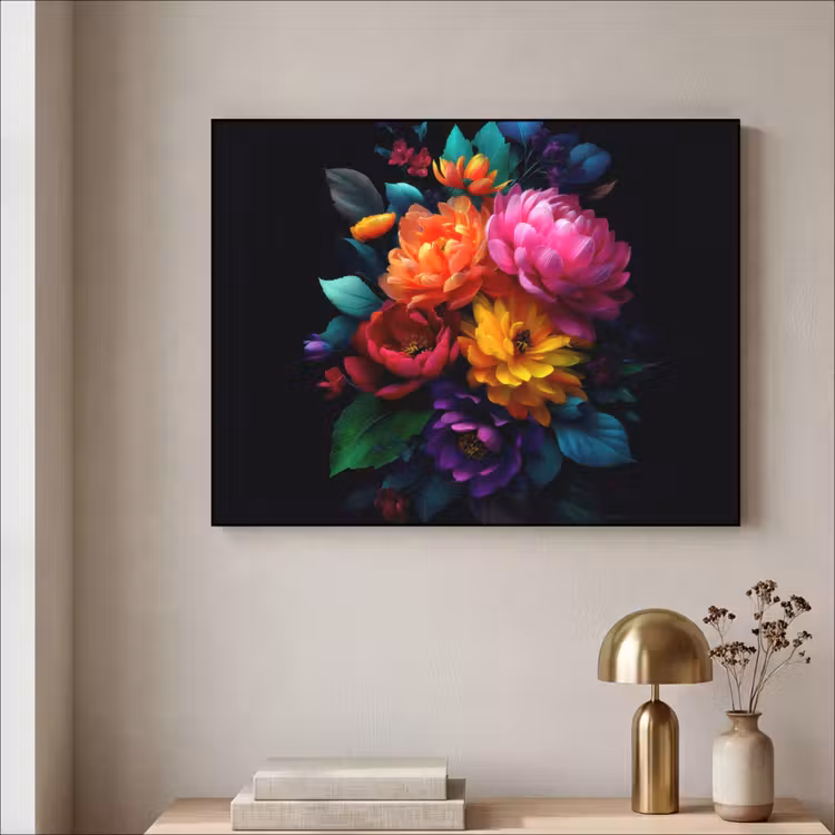 Boeket - Bloemen - Kleur Textielframe zwart klein -sfeer2