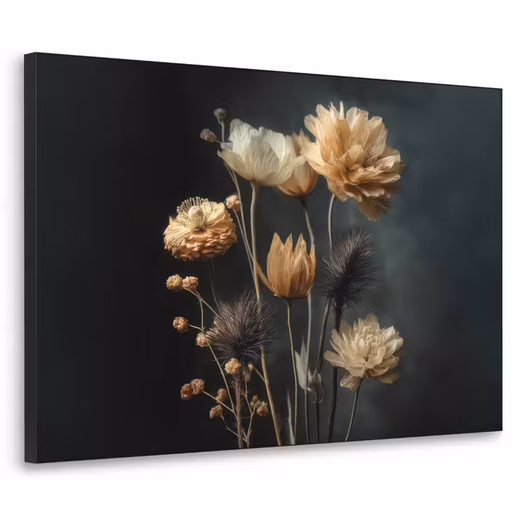 Boeket - Bloemen - Licht - Zwart Textielframe zwart klein -3d
