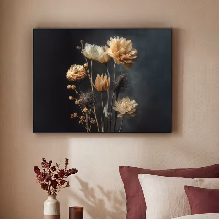 Boeket - Bloemen - Licht - Zwart Textielframe zwart klein -sfeer1