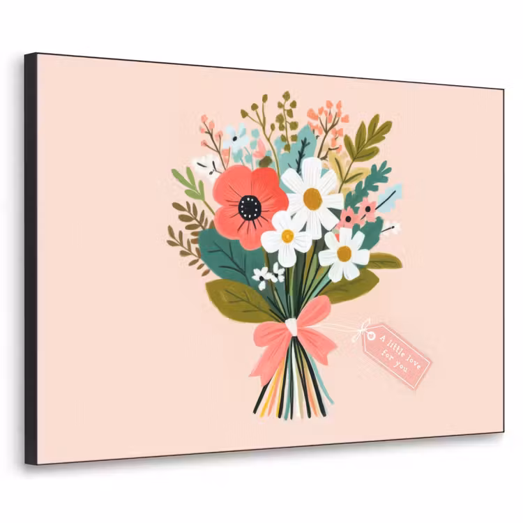 Boeket - Strikje - Kaartje - Quote Textielframe - compleet frame klein -3d