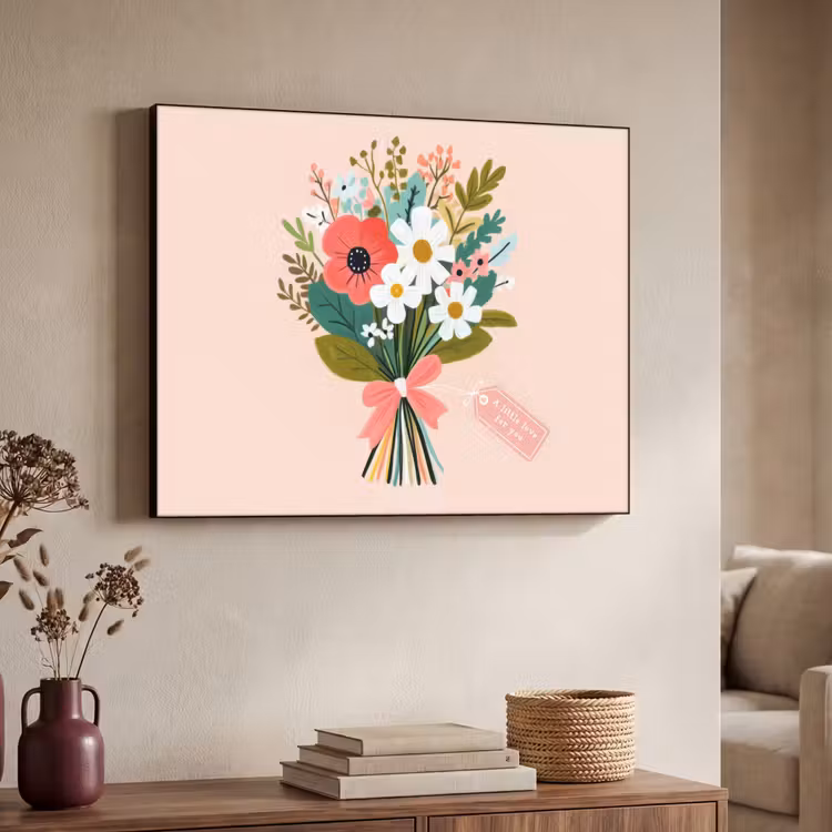 Boeket - Strikje - Kaartje - Quote Textielframe zwart klein -sfeer3