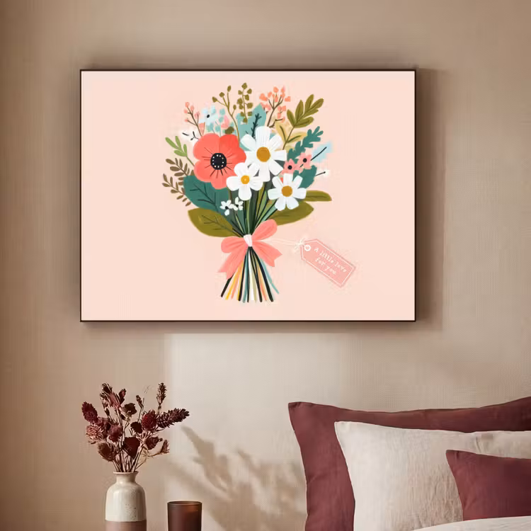 Boeket - Strikje - Kaartje - Quote Textielframe zwart klein -sfeer1