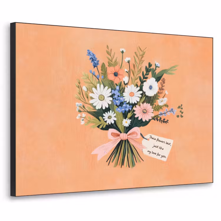 Boeket - Strikje - Quote Textielframe - compleet frame klein -3d