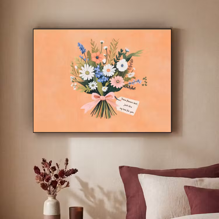 Boeket - Strikje - Quote Textielframe zwart klein -sfeer1