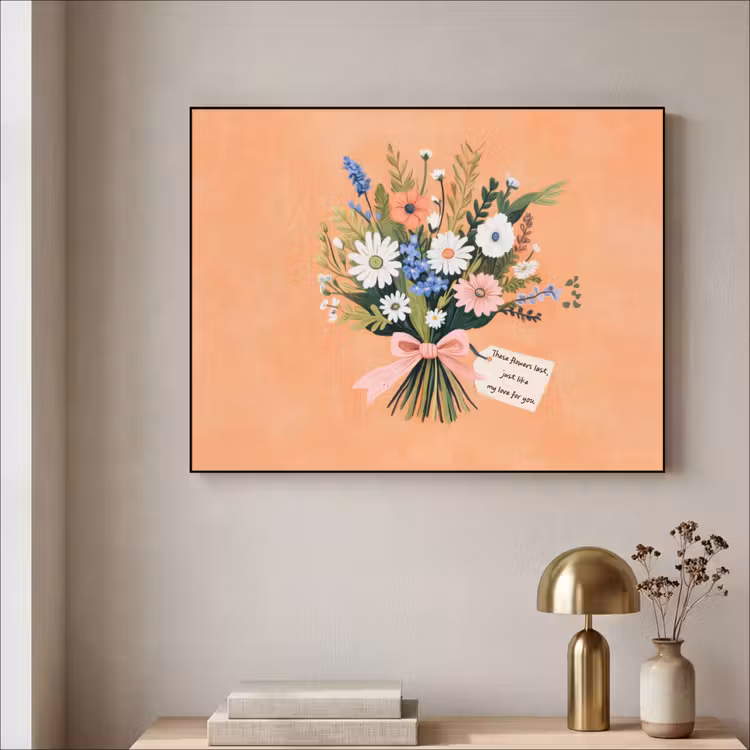 Boeket - Strikje - Quote Textielframe zwart klein -sfeer2