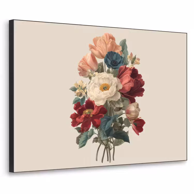Boeket - Warme tinten - Elegant Textielframe - compleet frame klein -3d