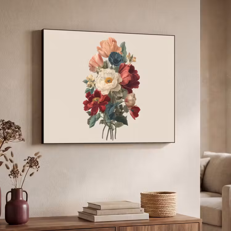 Boeket - Warme tinten - Elegant Textielframe - compleet frame klein -sfeer3