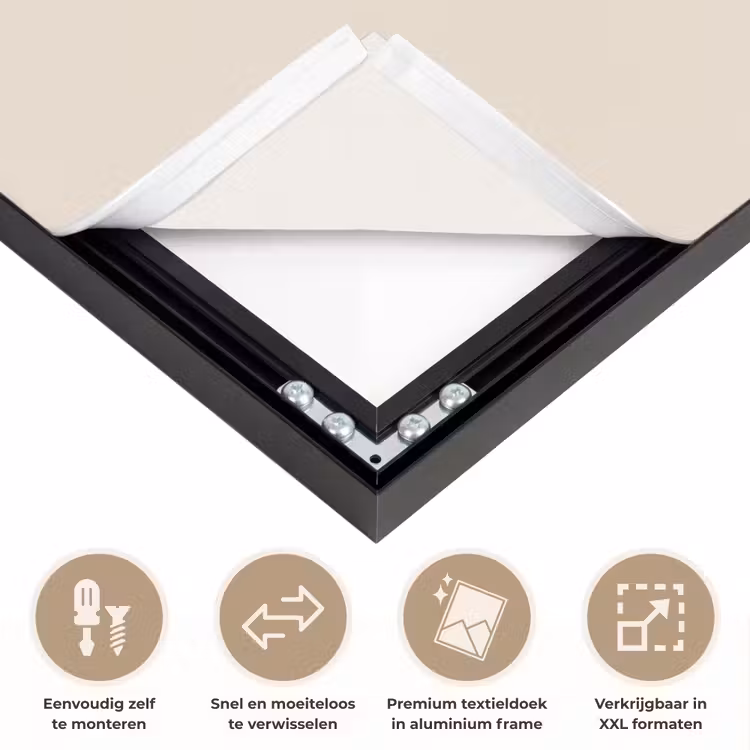 Boeket - Warme tinten - Elegant Textielframe zwart klein -USP_closeupNL