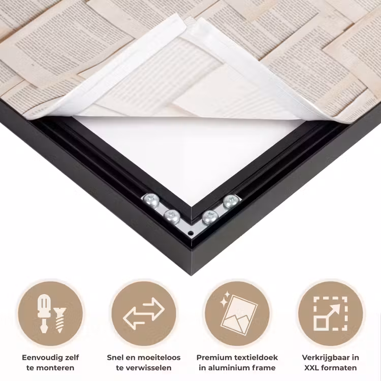 Boekpagina - Collage - Literatuur - Vintage - Beige Textielframe zwart klein -USP_closeupNL