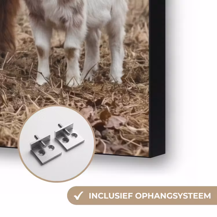 Boerderijdieren - Groep - Mist - Natuur - Rustiek Textielframe zwart klein -USP_ophangsysteemNL
