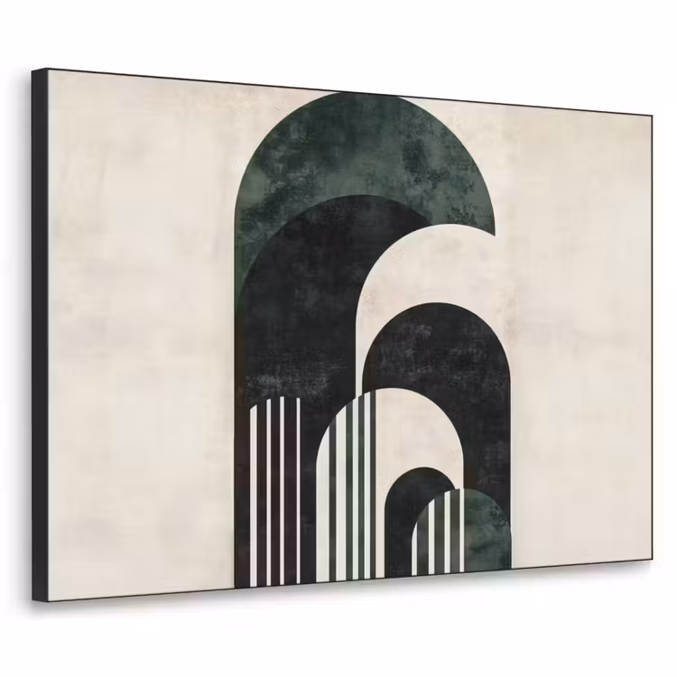 Bogen - Donkergroen - Lijnen Textielframe zwart klein -3d