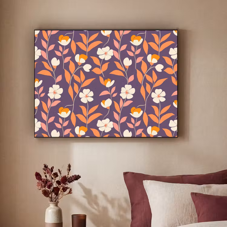 Boho - Vintage - Paars Textielframe zwart klein 947 -sfeer1