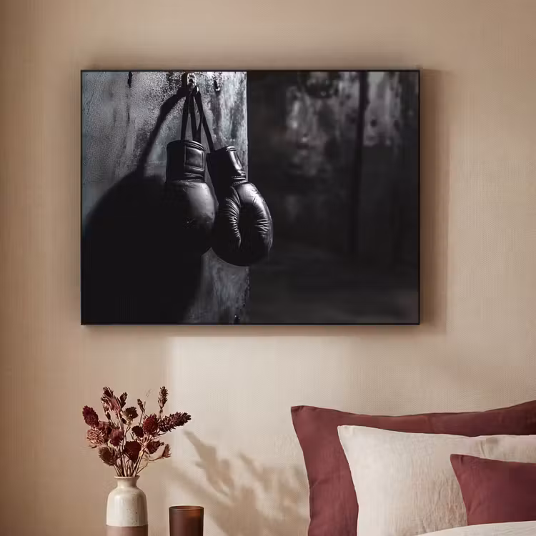 Bokshandschoenen - Muur - Duister - Zwart Textielframe - compleet frame klein -sfeer1