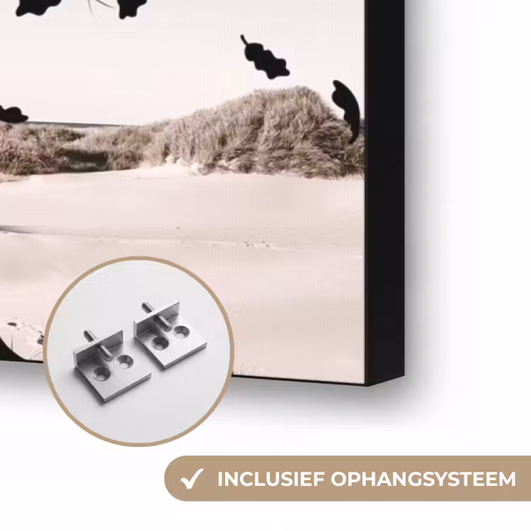 Bomen - Gezicht - Bladeren - Moderne kunst Textielframe zwart klein -USP_ophangsysteemNL